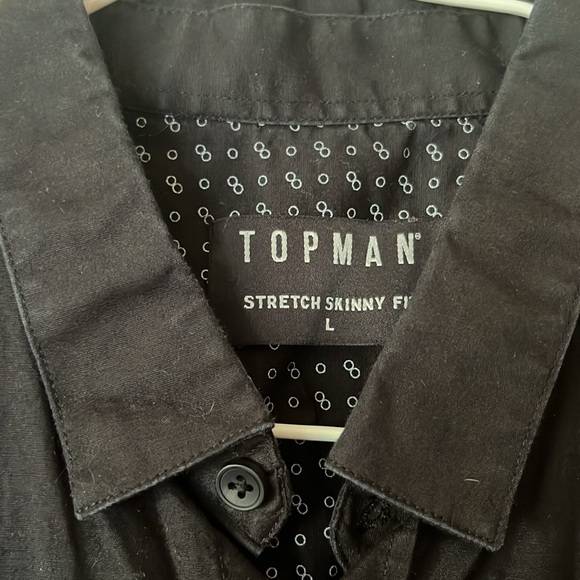 Topman Black Stretch Skinny Fit Button Down - Picture 2 of 4